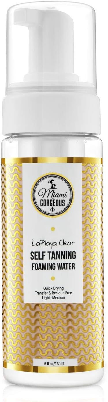 Miami GorgeousLaPlaya Clear Self Tanner - Sunless Tanning - Self Tanning Water- Hydrating - Paraben Free - Vegan Friendly - Self-Tanning Mousse - 6oz