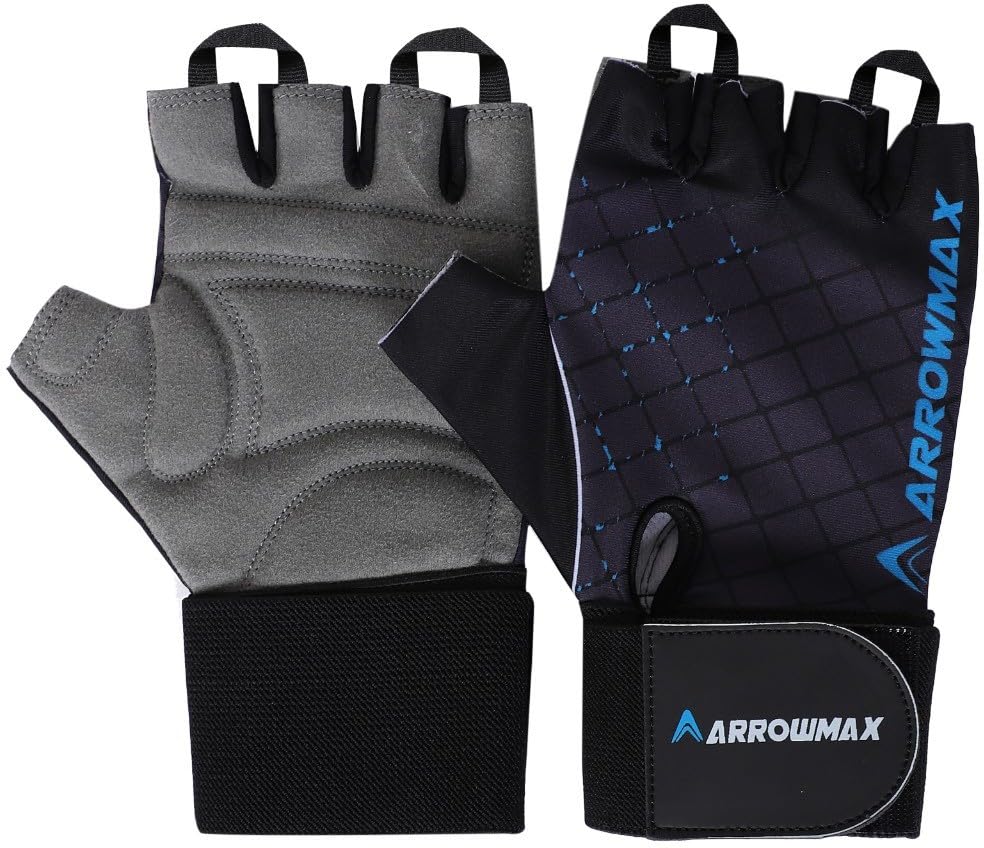 ArrowMax SPOTON PRO Sports Cycling and Gym Gloves with Wrist Support Gym & Fitness Gloves Gym & Fitness Gloves (Blue) (B0C9DYQR12) Amazon Price History, Amazon Price Tracker