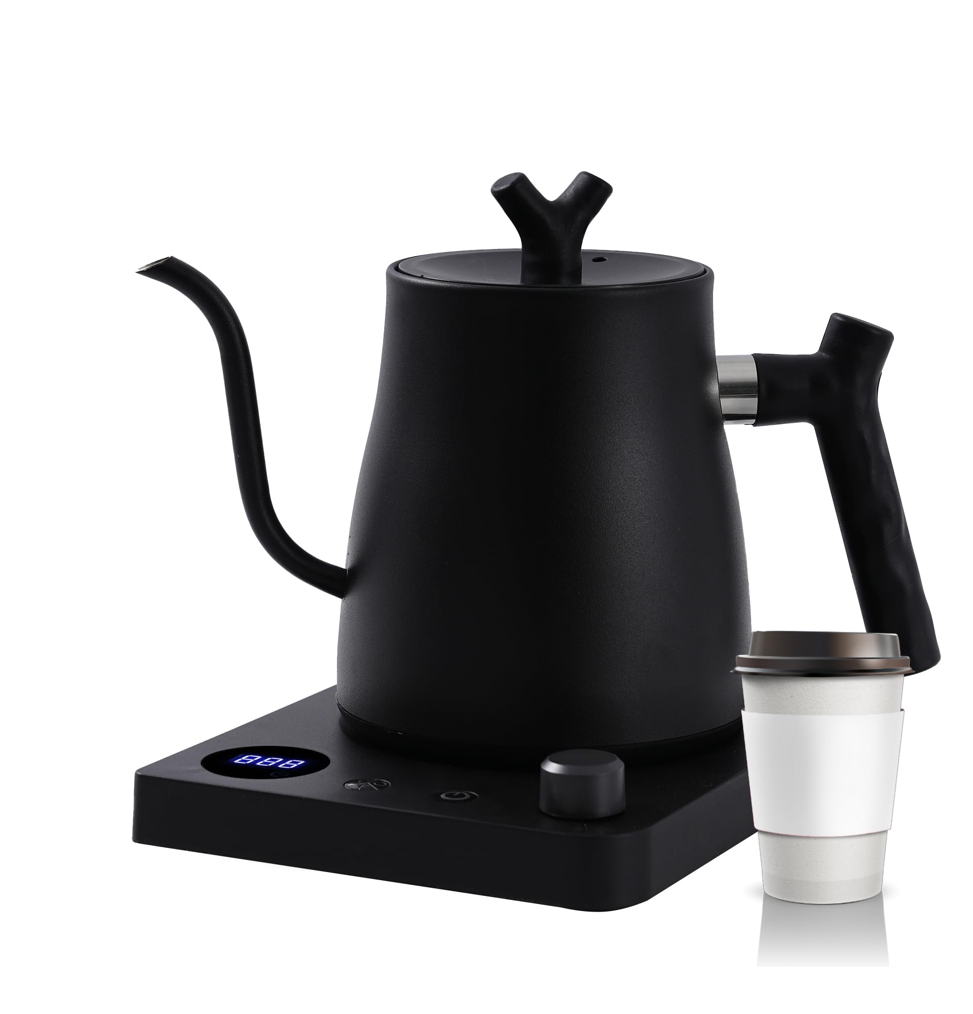 Smart Gooseneck Electric Kettle 1.0 Liter with Temperature Adjustment, 40-100°C Adjustable, 304 Stainless Steel, 36 Hour Thermal Preservation, Anti-Dry Burn Protection, 1000W Matte Black