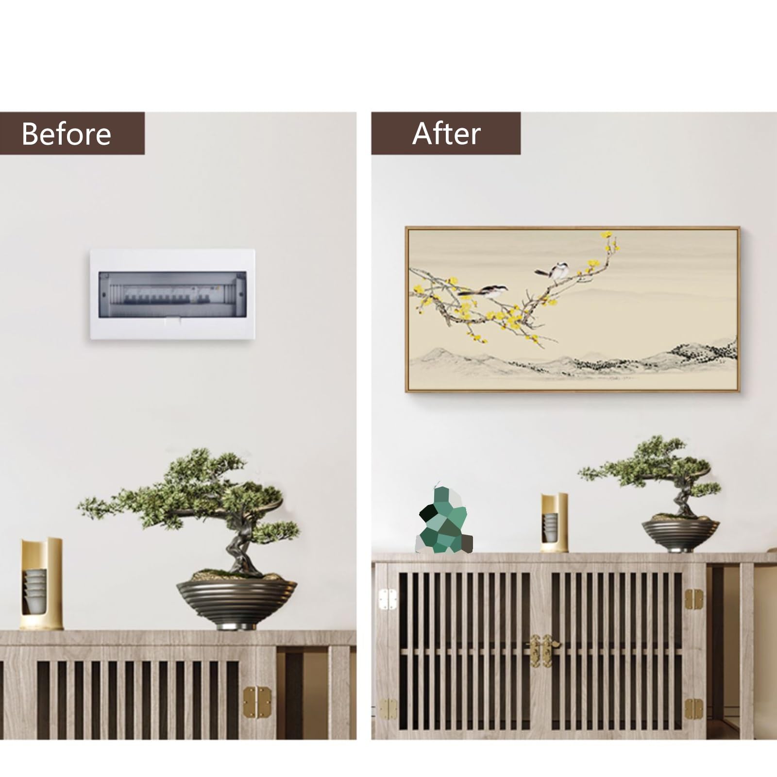 Tapa Contador Caja De Medidor Eléctrico Pintura Decorativa Ocultar Cubierta De Distribución, Arte De Pared De Estilo Chino Para Cubrir Panel Eléctrico Para Oficina En Casa Hotel(A,60x30cm (23 3/5x11 4