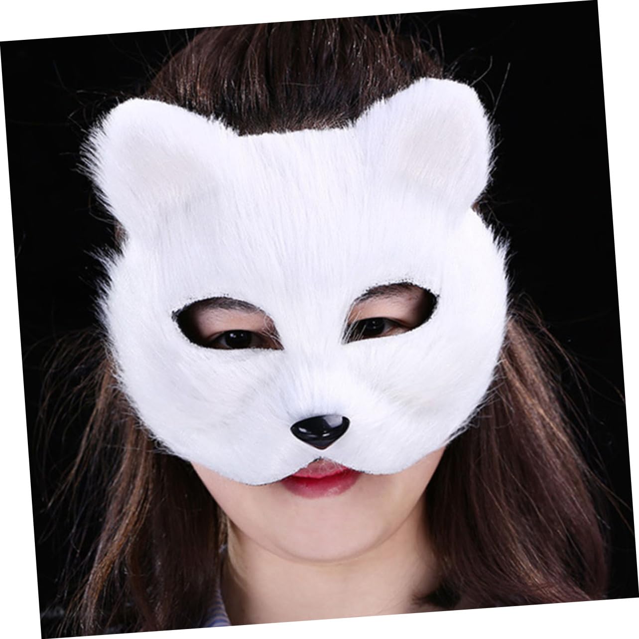 TOBBOMEY 3pcs Furry Half Face Mask for Adults Halloween Cosplay Costume Eye Mask Realistic Animal Design for Parties Masquerades and Festivals