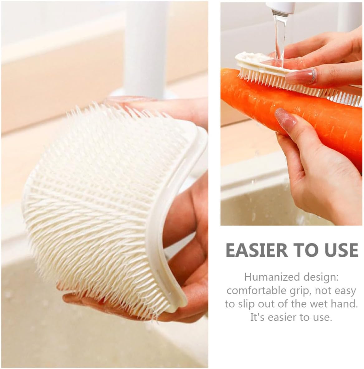 4pcs Vegetable and Potato Scrubber Brush Set for Fruit and Vegetable Cleaning, Flexible Multi-use Sink Scrubbers in Light Beige for Home Kitchen