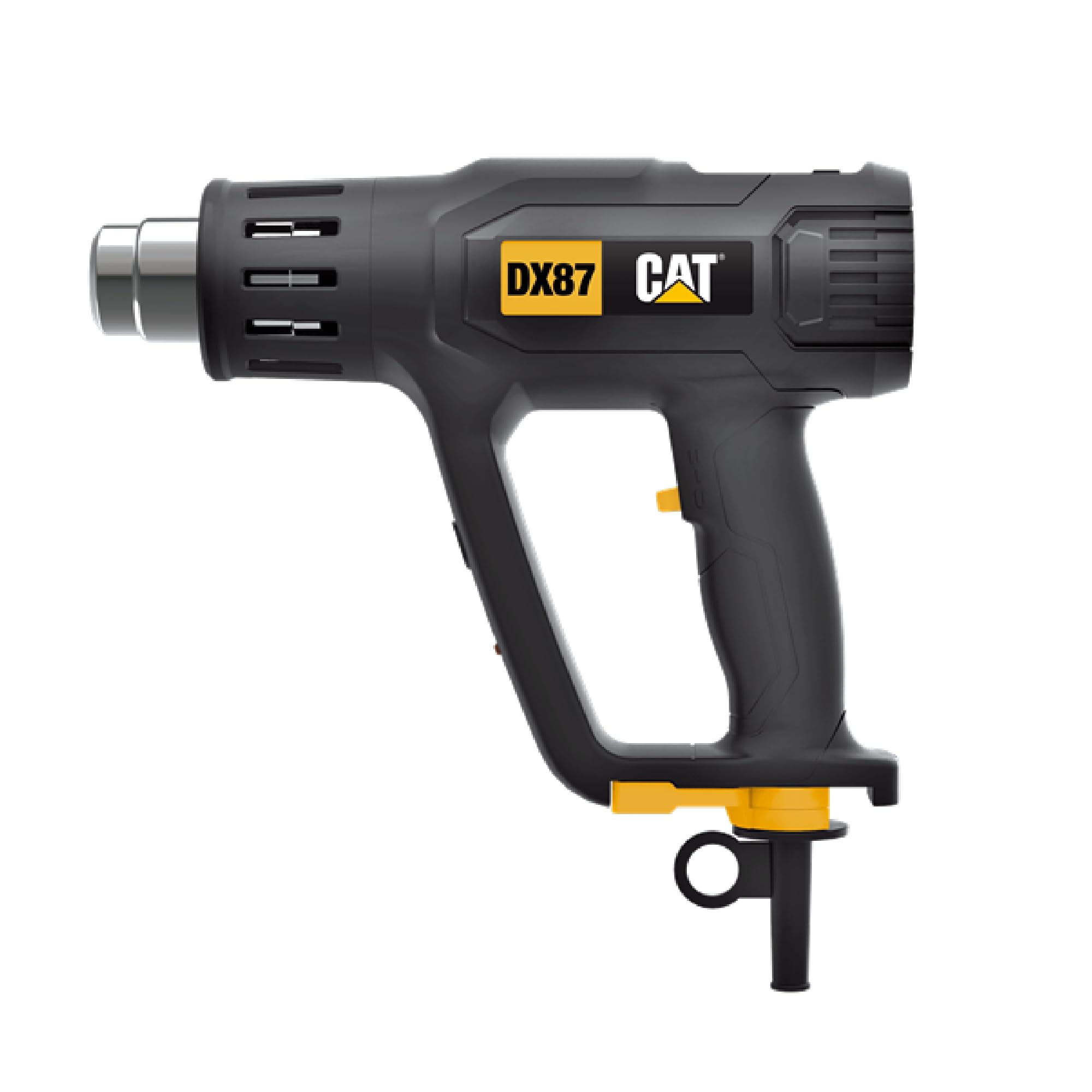 CAT DX87 Heißluftpistole 2000W, mit LCD-Anzeige, stufenlose Temperatureinstellung 50–600°C, 2 Luftstromstufen, LED-Licht, inkl. 5 Düsen & Schaber (für Profi-Anwendungen)