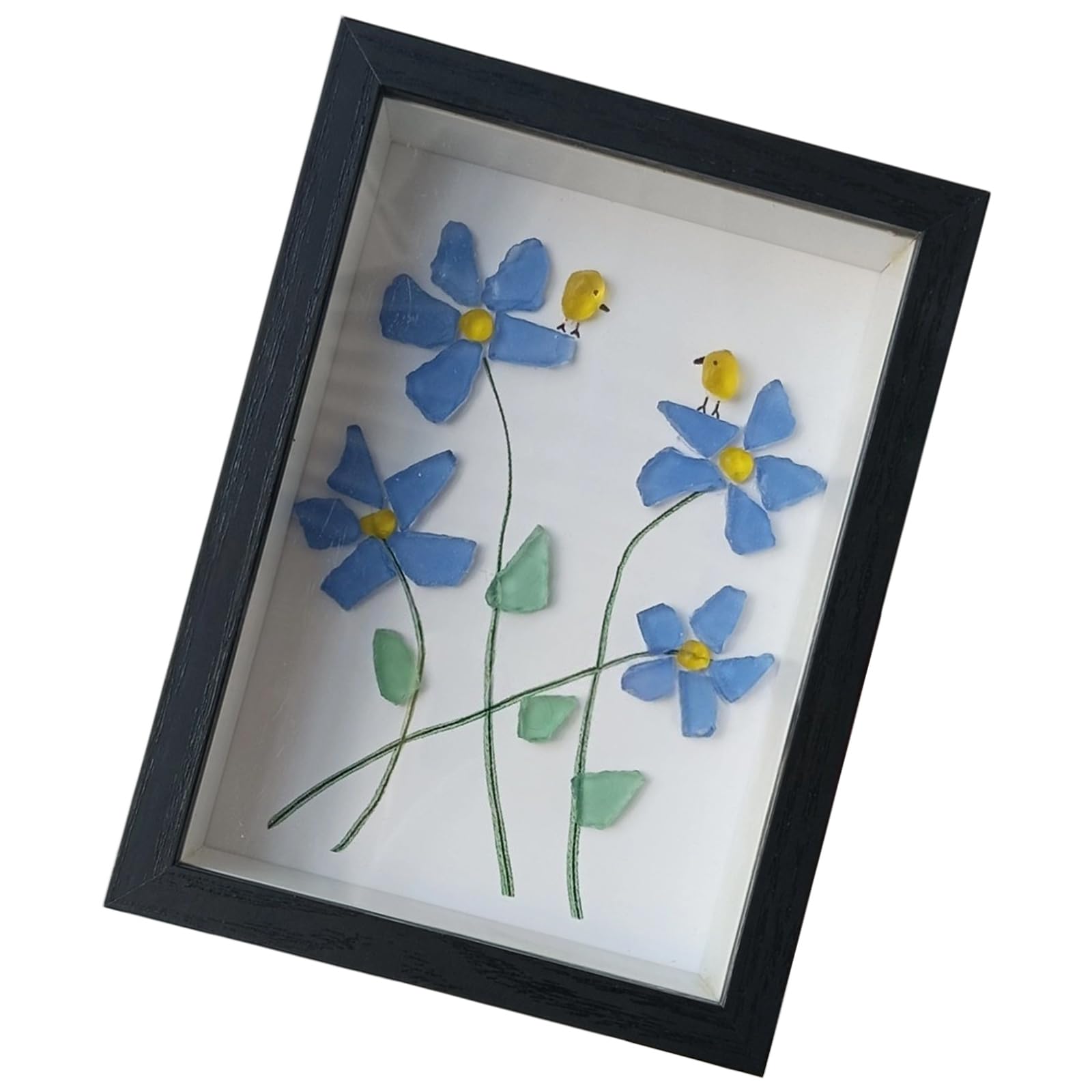 Kaeltsyn Sea Glass Flower Birds Art Pictures Arts Frame Table Decors Friendship Gift Housewarmings Gift Table Decors
