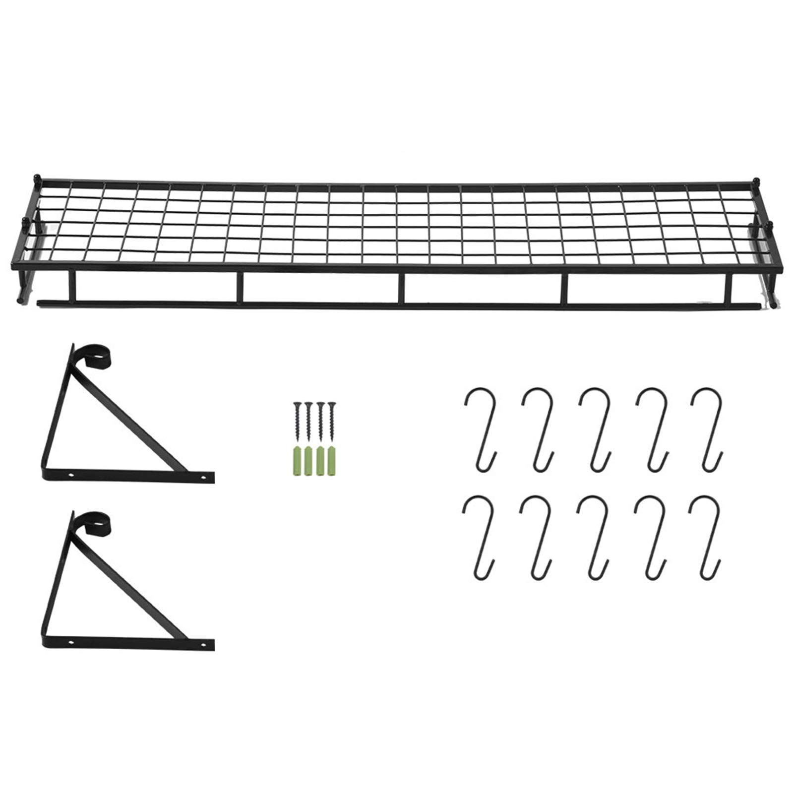 Topfregal Zum Aufhängen an Der Wand, Metall-Kochgeschirr-Organizer Mit 10 Haken, Robustes Geschirrregal, Küchenregal Für Utensilien(90cm)