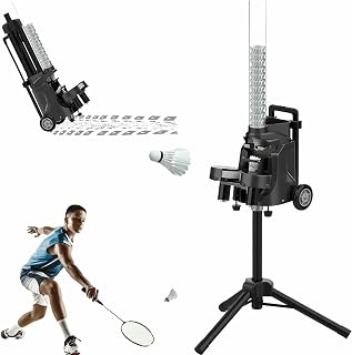 Badminton Launcher, Badminton Machine, Intelligent Badminton Ball Machine with Remote Control, Rechargable Badminton Serve Equipment, Serving Frequency 1-5s