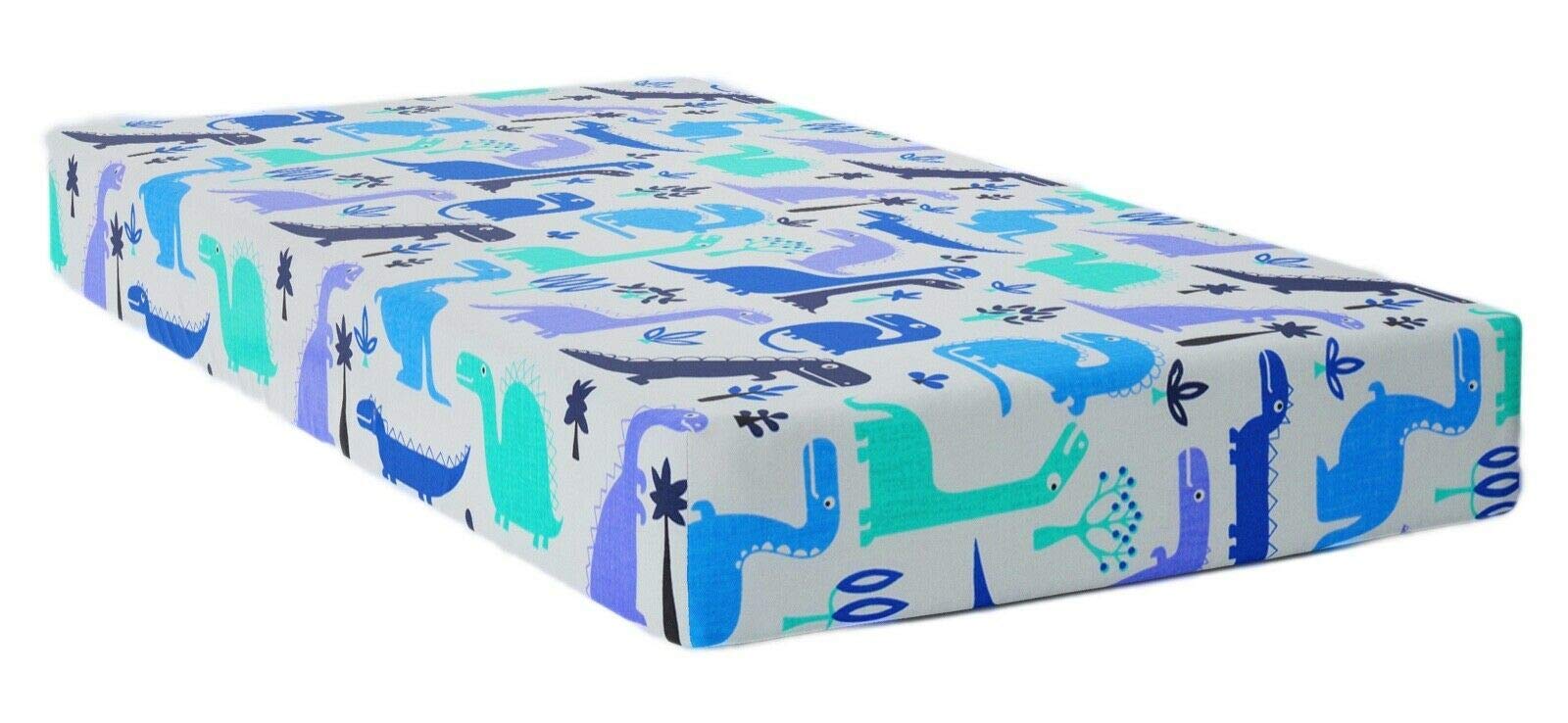 BABY FITTED CRIB SHEET 100% COTTON PRINTED DESIGN 90x40cm NURSERY DINO BLUE — image 1