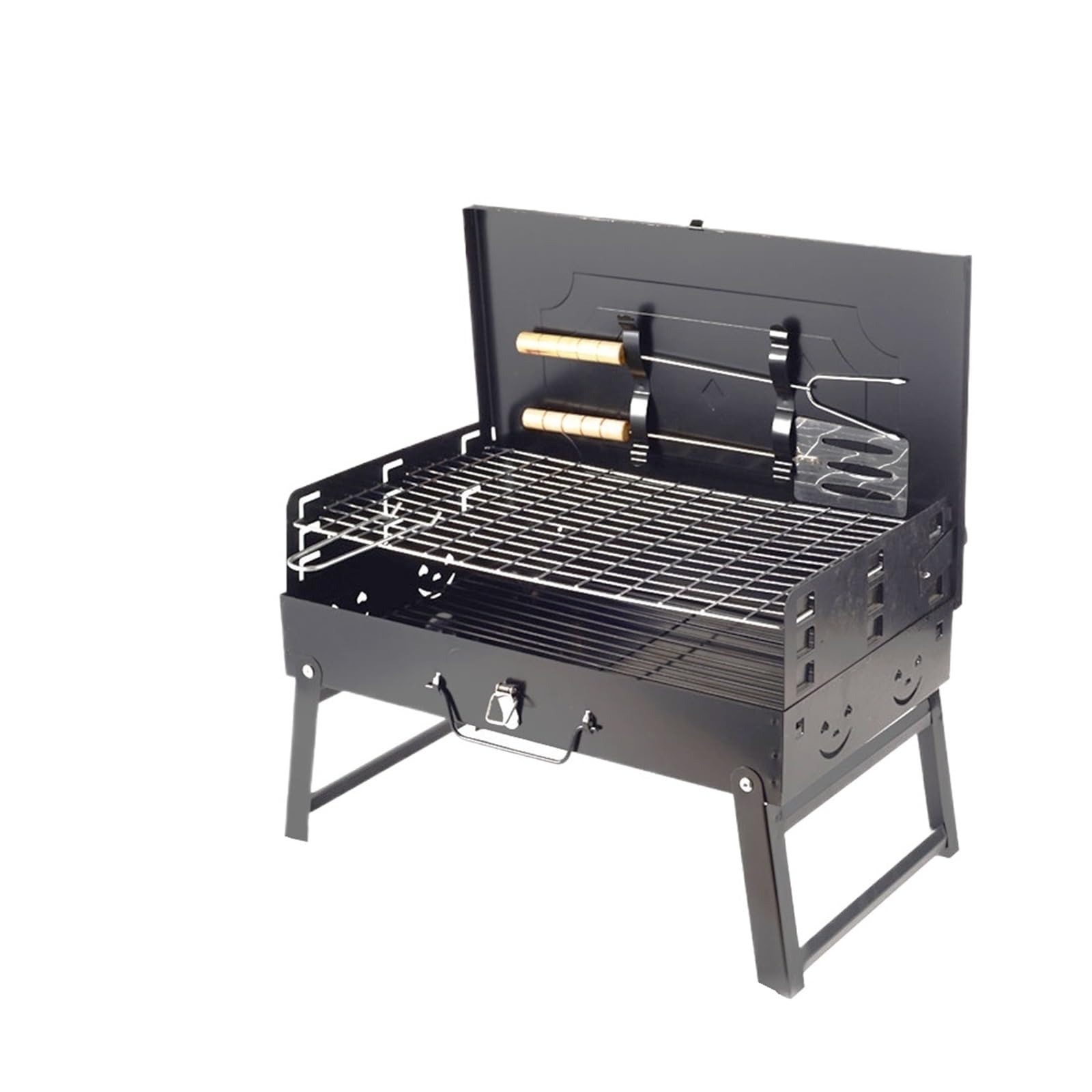 Lhsjyg Black Barbecue Grill Outdoor Portable Charcoal Grill Folding Barbecue Stove Oven For Camping Courtyard Patio Picnic Bbq