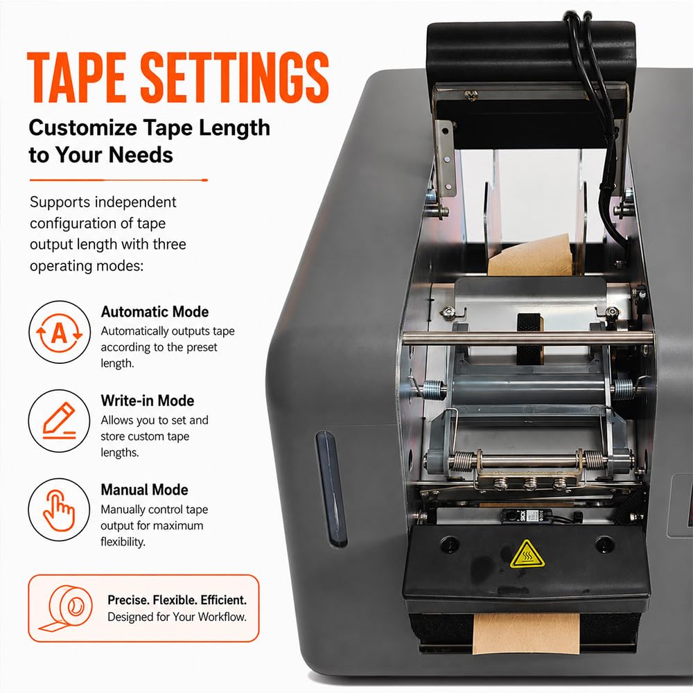 Dispenser Elettrico per Nastro di Carta gommata, modalità Automatica e Manuale Taglierina per Nastro Bagnato con Display a LED per Nastro Largo 8 cm