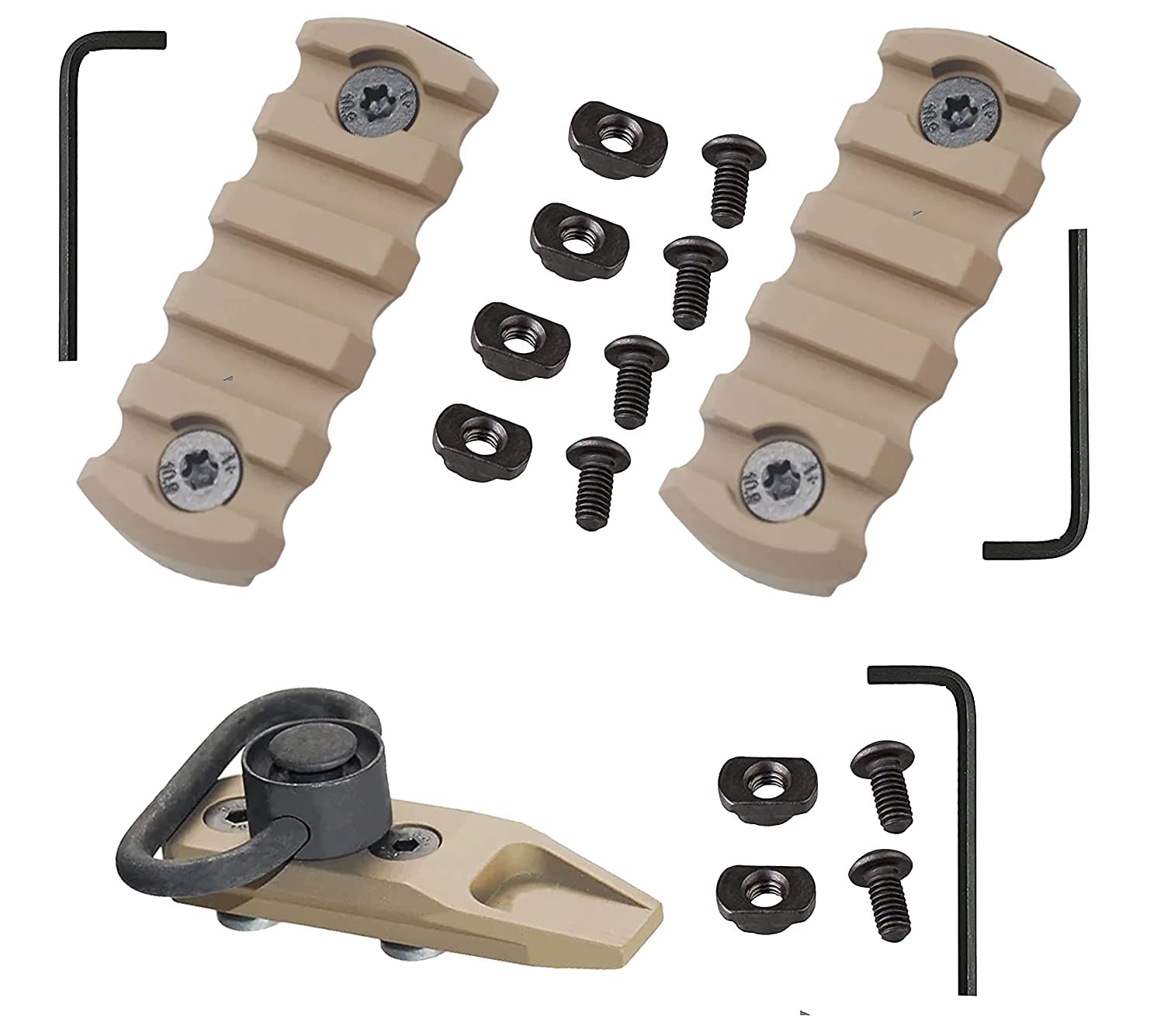 5 Slots Rail Section for Five Slots Rail Picatinny Rail Set of 2 Pieces Rail Red (Pack of 2-5 Slots & Flip Up Sights, Modular)