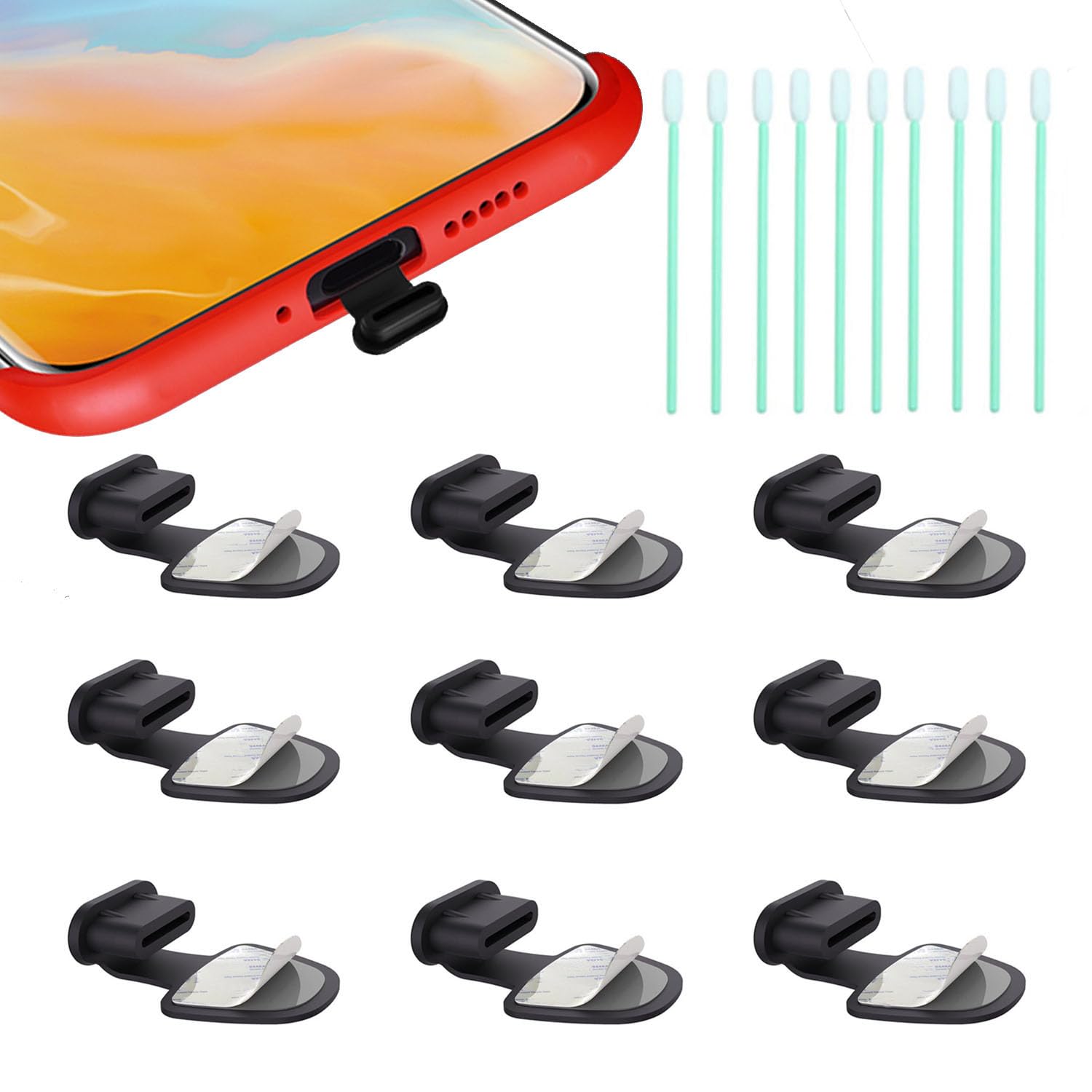 USB C-Type Anti Loss Dust Plugs, USB C-Type Port Silicone Dust Covers, with Detachable Adhesive for Mobile Phone, Compatible with 15, 16 17 Plus Pro Max..., All USB C Ports