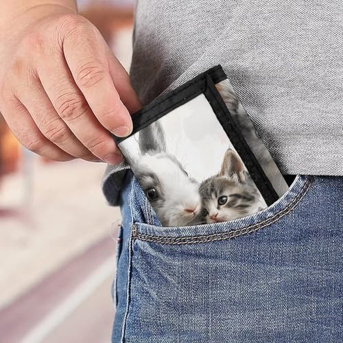Rabbit And Cat Trifold Wallet, Card Cases And Money Oganizer Thin Stylish Mini Coin Bag with Zipper Coin Pocket Credit for Men And Women 6