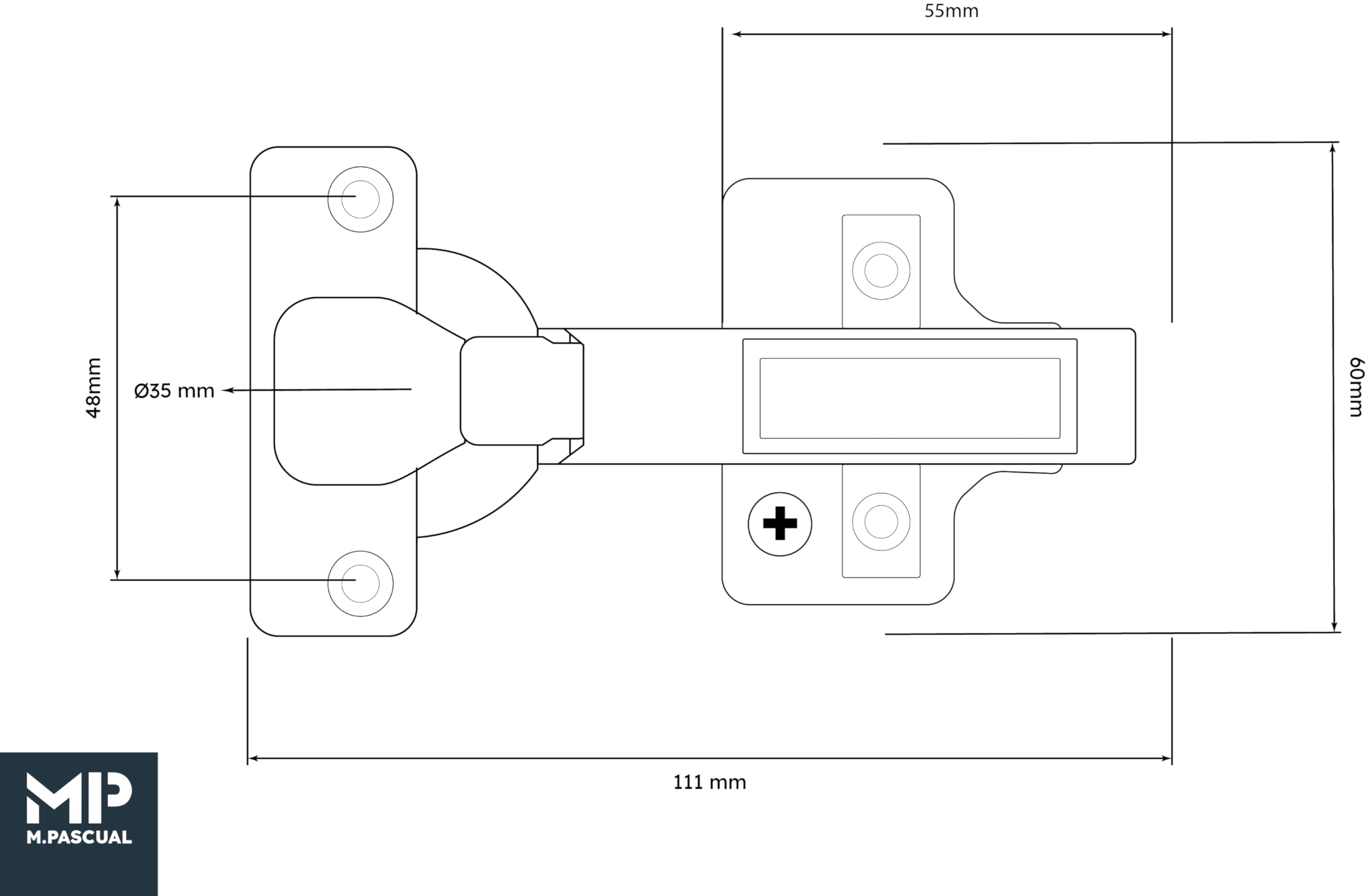 Bisagra cazoleta clip con freno y regulación | Recta | Ø35mm | Pack 20 unidades