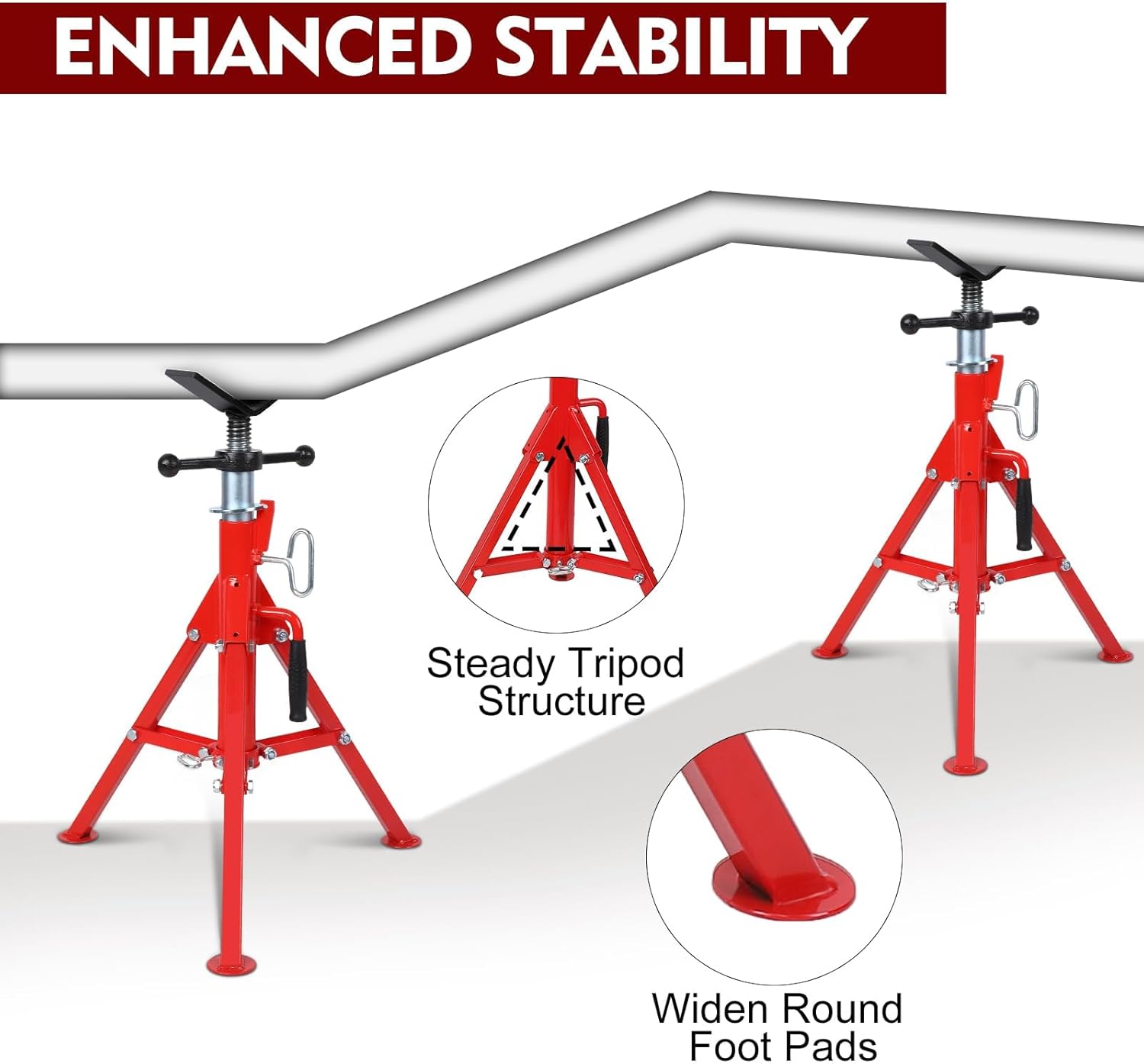 Jack Stand, Pipe Stands for Welding with 2500 Lbs Capacity & Adjustable Height 28-52 Inch, Folding Tall Tack Stands for Welding, Automotive, and Construction Projects