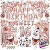 Fissaly® Sweet 16 Jaar Rose Goud Verjaardag Decoratie Versiering – Helium, Latex & Papieren Confetti Ballonnen