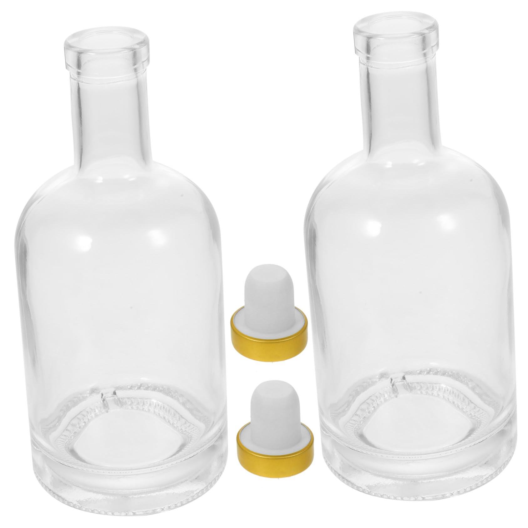 2 Stück-pack Dickwandige Wodkaflaschen aus Transparentem Glas, 375 Ml | Breite Öffnung, Fein Versiegelter Verschluss, Rutschfester Boden mit Schraubstruktur, für Riegel und Club Zufällige Farbe