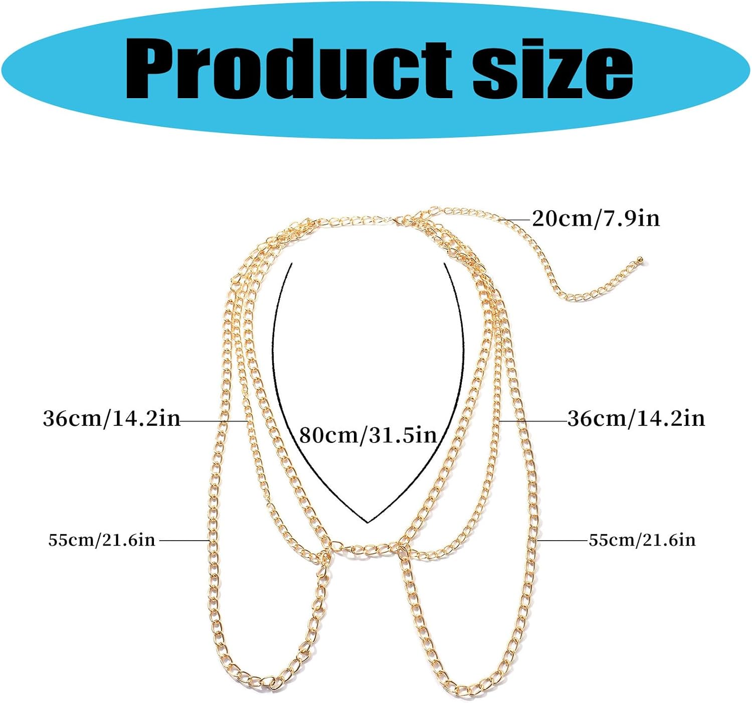 Punk Metal Chain Body Jewelry Adjustable Body Waist Harness for Music Festivals and Parties