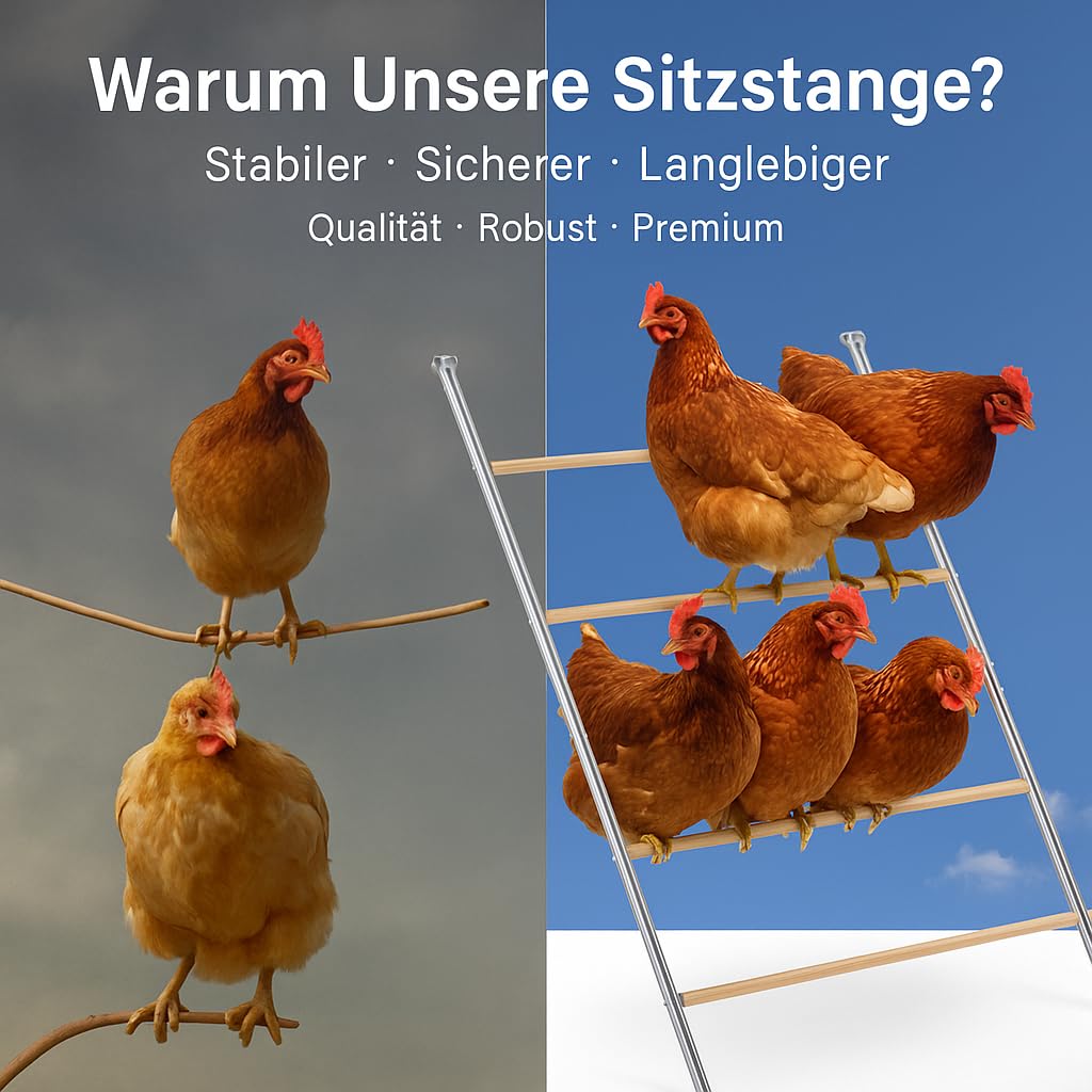 Stabile Hühner-Sitzleiter – Große Sitzstange für Hühner, Tauben & Enten, Robustes Material, wetterbeständig