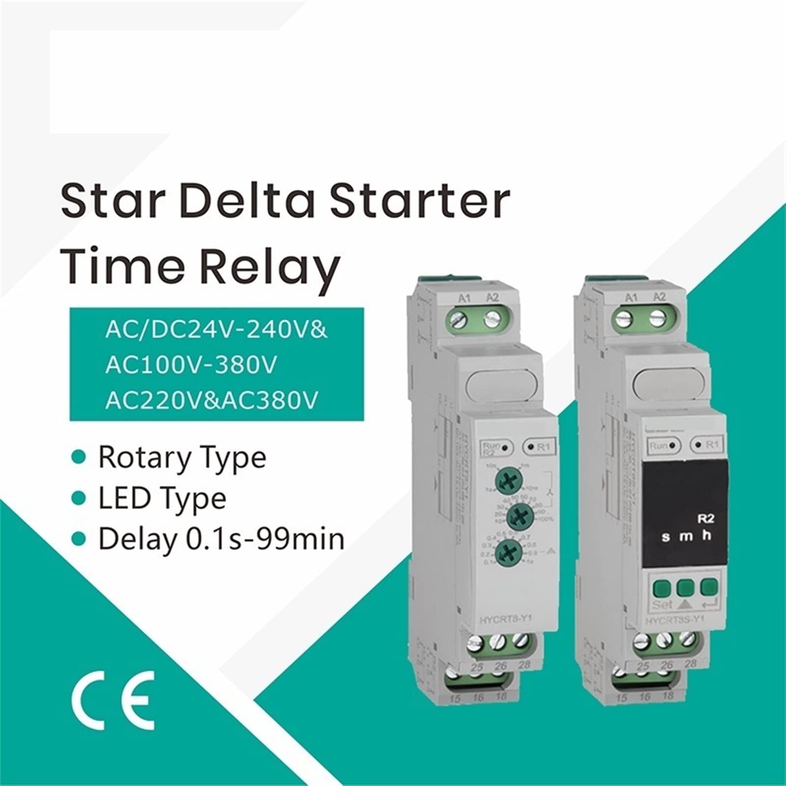 HYCRT8-Y LED Display Digitale Relè Motor Starter AC230V AC/DC24V-240V Ritardo On Star Timer Morbido 1 Pz(HYCRT8S-Y1-AC220)