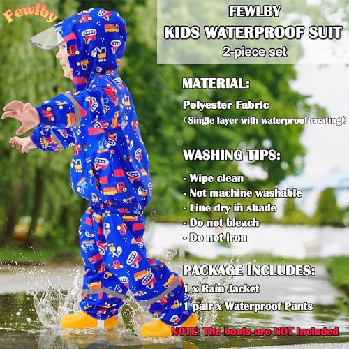 Kids Rainsuit Cartoon Raincoat Set, Toddlers Waterproof Raincoat with Pants Child Rainset Rainwear3
