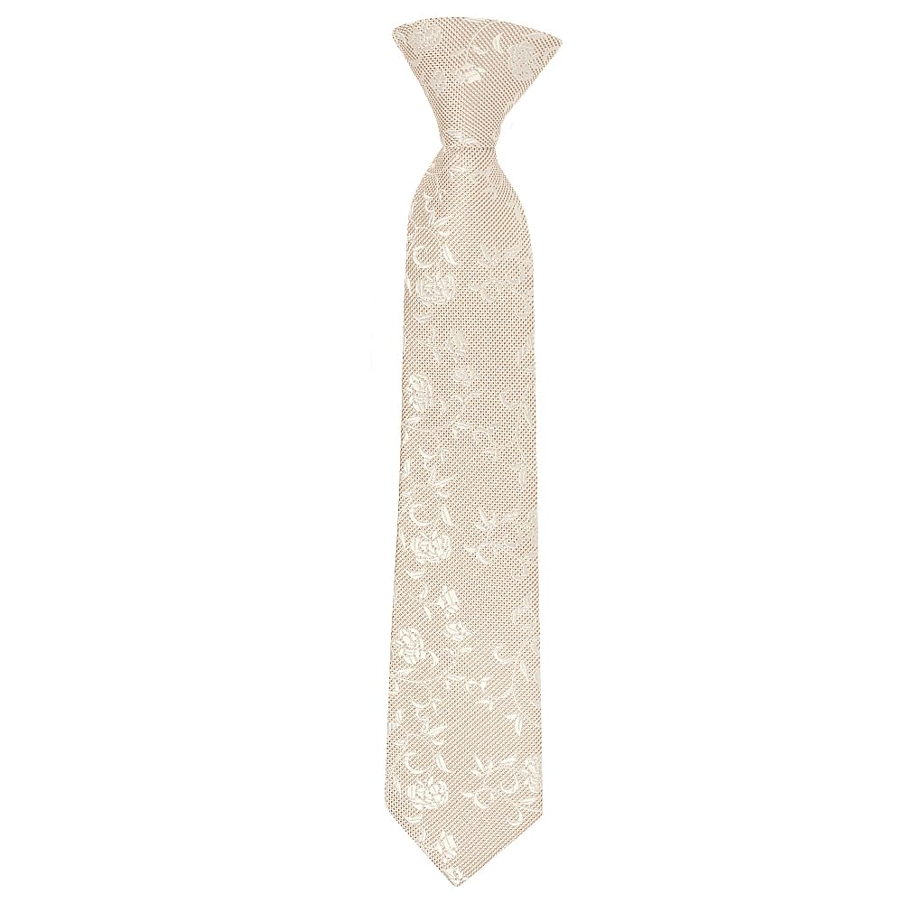 Ties R Us Boys Champagne Pre Tied And White Floral Tie Age 4-7