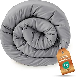 Bambus Lyocell Bettbezug 135 x 200 cm Grau - Weiche Allergiker Bettwäsche - Kühlender Deckenbezug aus Bambus - Nachhaltige und atmungsaktive Luxus-Bettwäsche