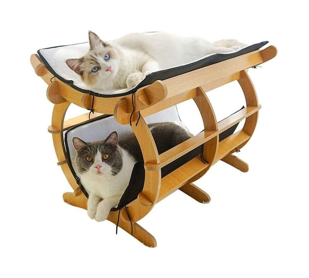 Arbre à chat avec double plateforme et roue d'exercice 55 x 45 cm