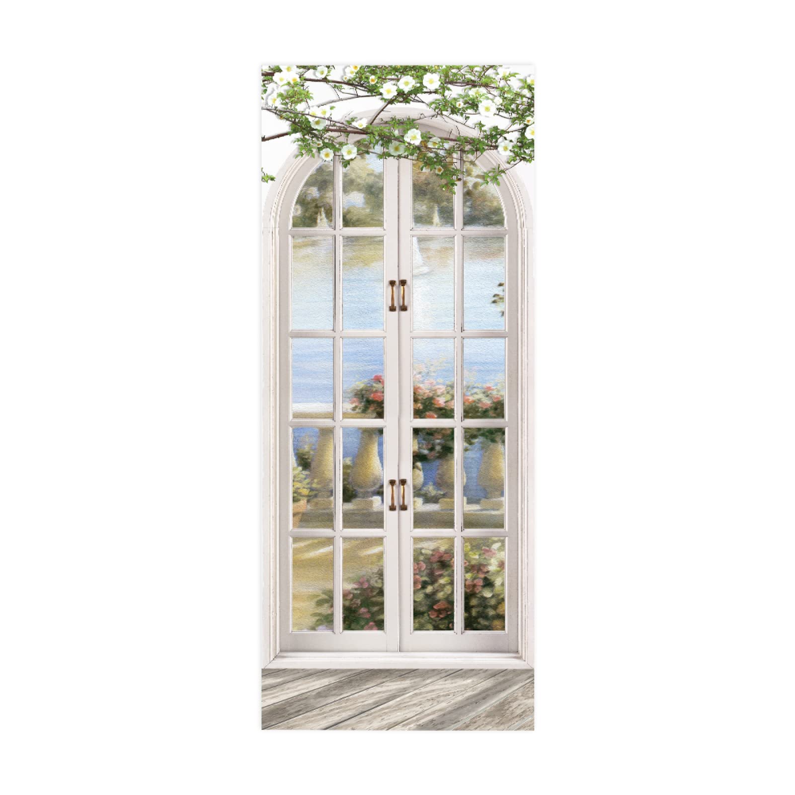 3D Door Stickers Window Lake W85 x H205 cm Decor Mural Art Sticker Wallpaper Wall Removable Self Adhesive Window Decal for Home Office