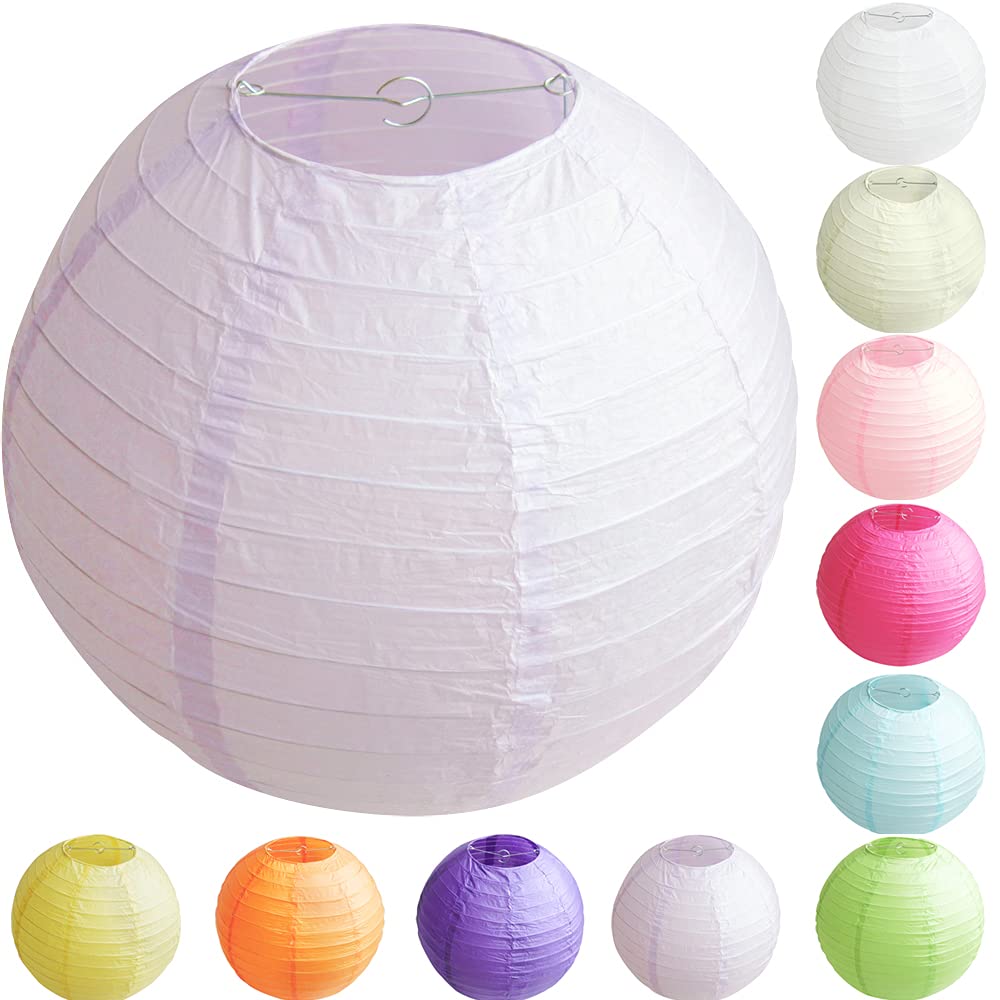 Time to Sparkle Tissue Paper Round Lanterns LampShade Lamp Shade Wedding Birthday Party Decoration | Light Purple, 8"(20cm) | - 1