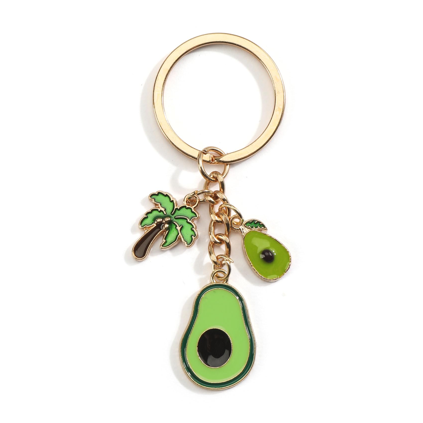 Tranbath Grüner Avocado-Schlüsselanhänger mit Kokosnussbaum für Frauen, Sommerfrucht-Serie Freundschaft Geschenk Guter Freundin, Geburtstagsgeschenke, Geschenkideen für Frauen und Freundin