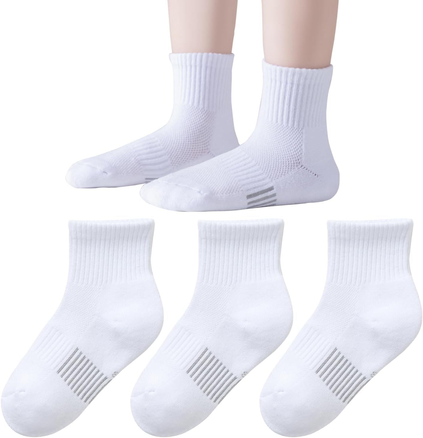EPEIUS Kids Girls' Cushioned Socks Thick Cotton Running Socks Ankle Athletic Socks Short Sports Quarter Socks 5-15 Years