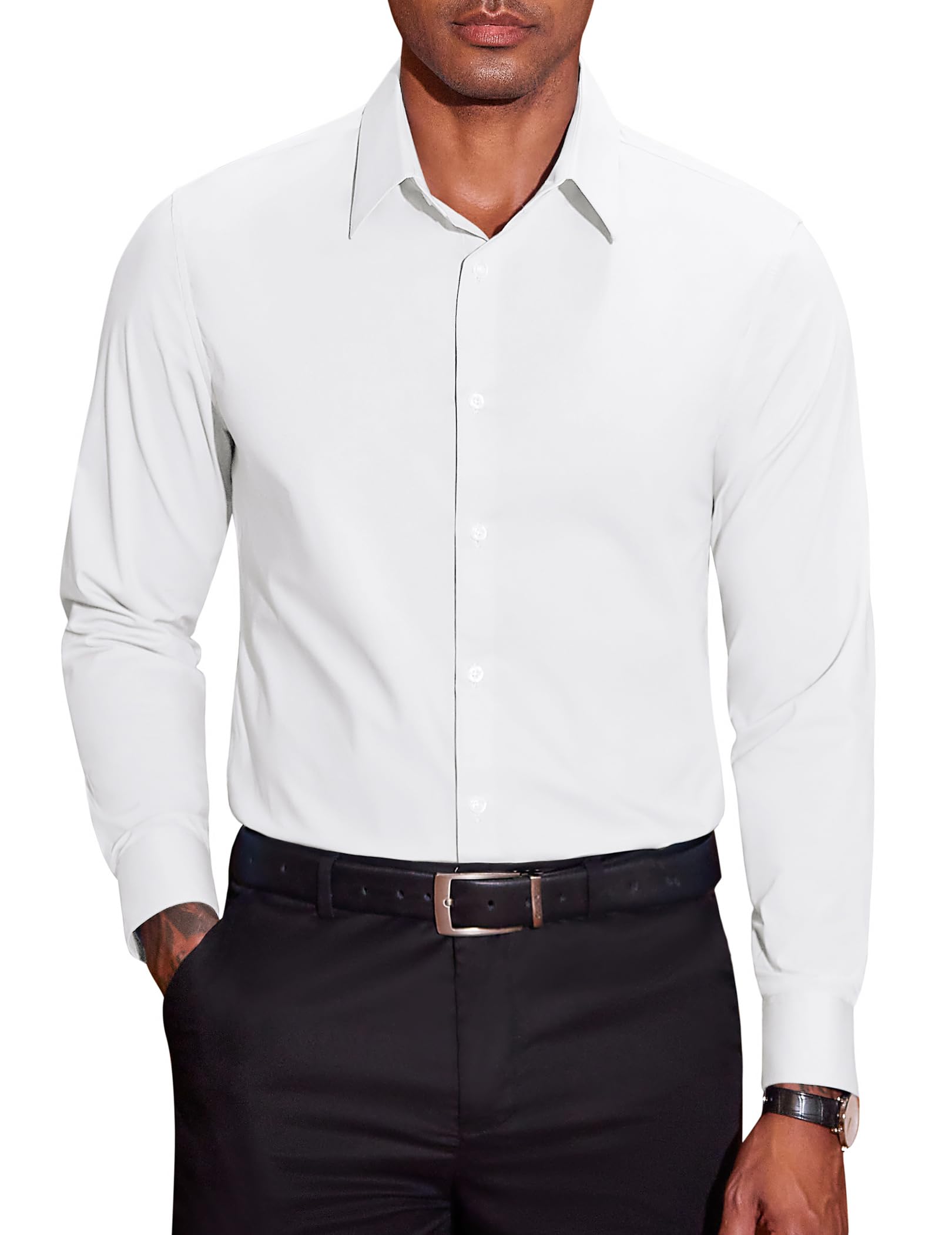 COOFANDY Herren Hemd Langarm Bügelleichtes Businesshemden Baumwolle Regular Fit Freizeithemden Männer Anzug Hemden