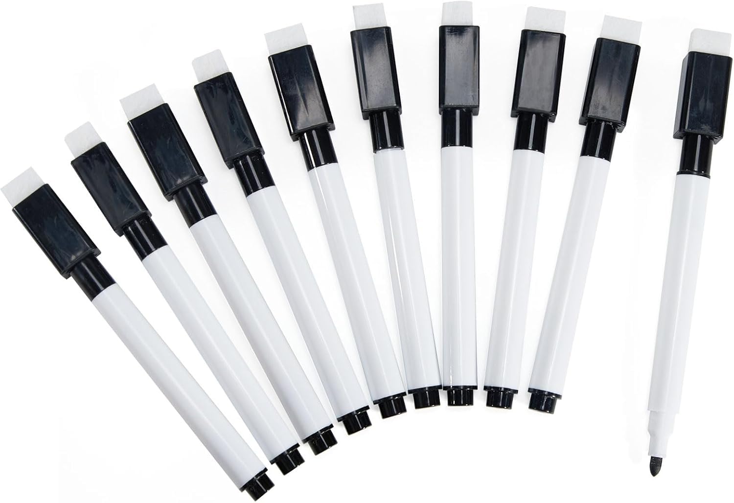 Magnetic Whiteboard Markers 10 Pack for Whiteboards, Memo Boards, Bulletin Boards, Flipcharts, Black