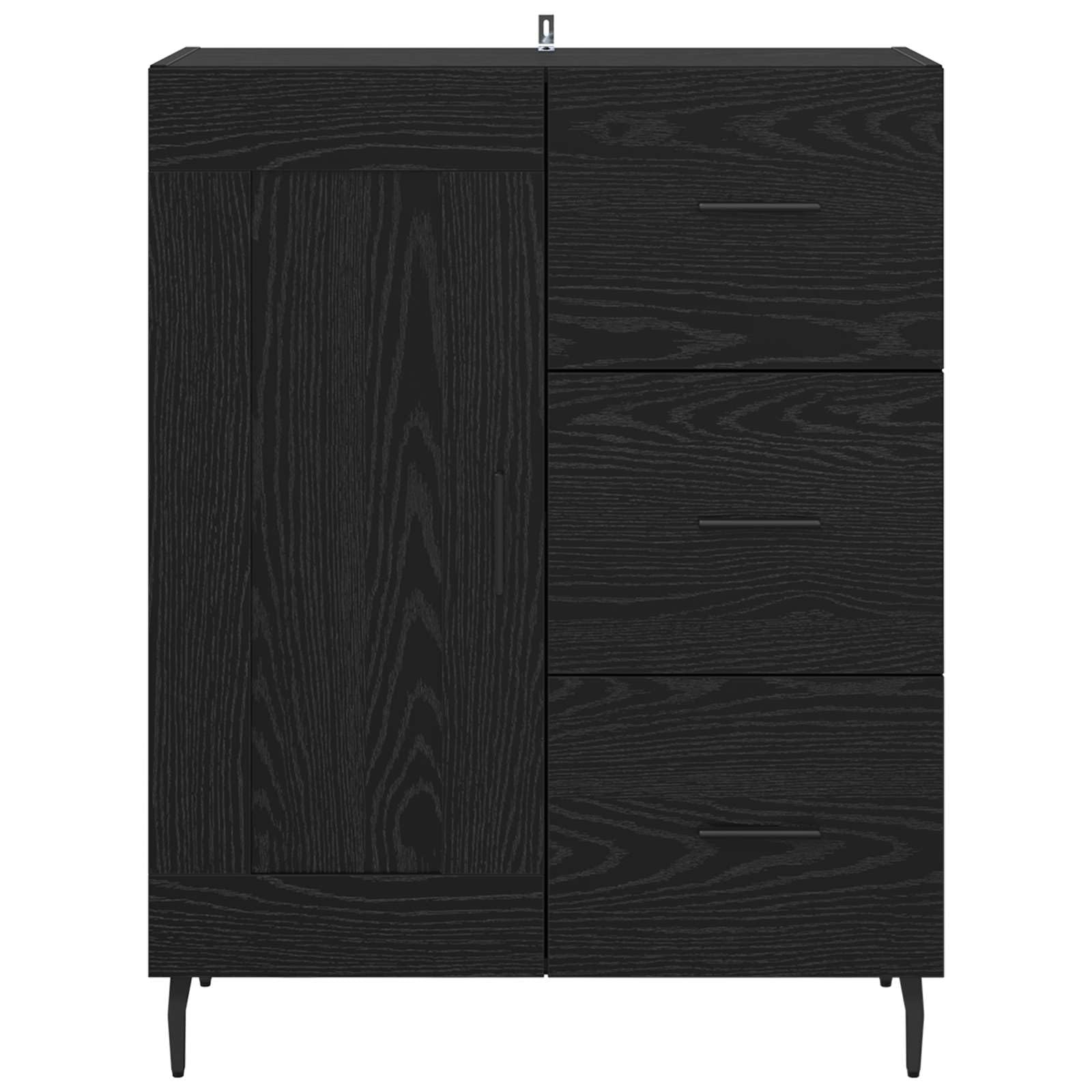 Credenza con cassetti e anta, effetto rovere, 69,5 x 34 x 90 cm, molto spazio per soggiorno, sala da pranzo, cucina, corridoio, decorazione e conservazione