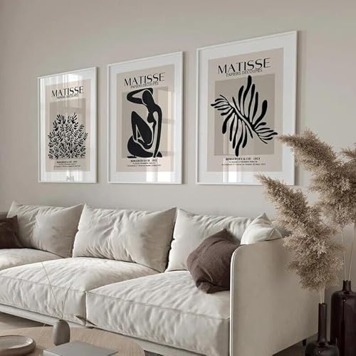 Pixie Posters Multi Colour Neutral Abstract Matisse Wall Art Set Of 3 Frameless Posters (A3 Size 29.7Cmx42cm)