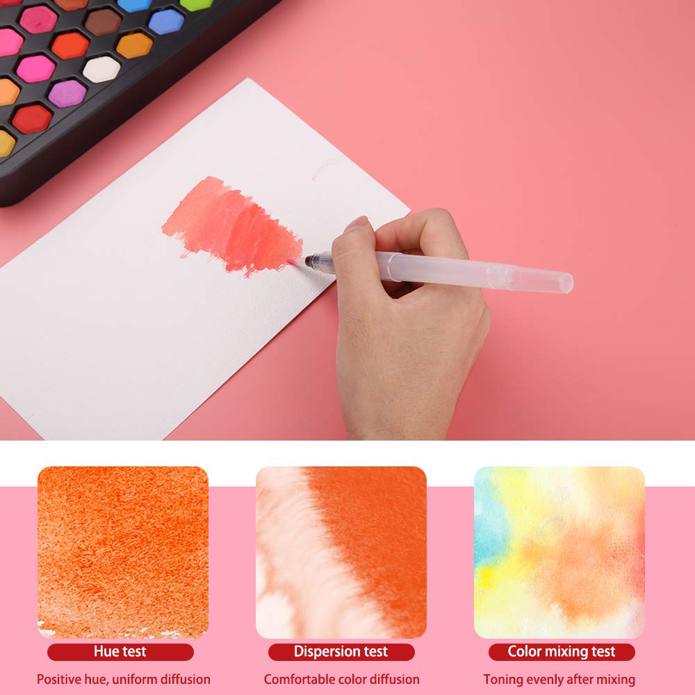 Set de Pinturas de Acuarela,Caja de Acuarela,Set de Acuarelas de 36 Colores de Agua,Incluye 36 Colores,10 Papeles de Acuarela,3 Pinceles de Agua y 1 Esponja para Principiantes y Profesionales