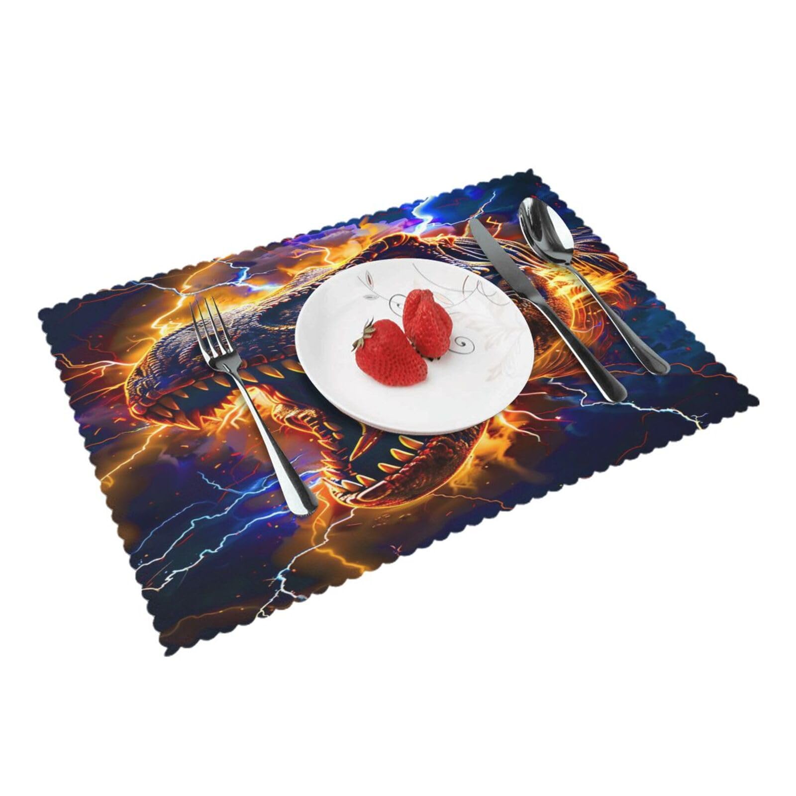 Dinosaur Lightning (2) Placemats Set of 4 Print Table Mats Place Mats Table Decor for Kitchen Dining 12X18 in