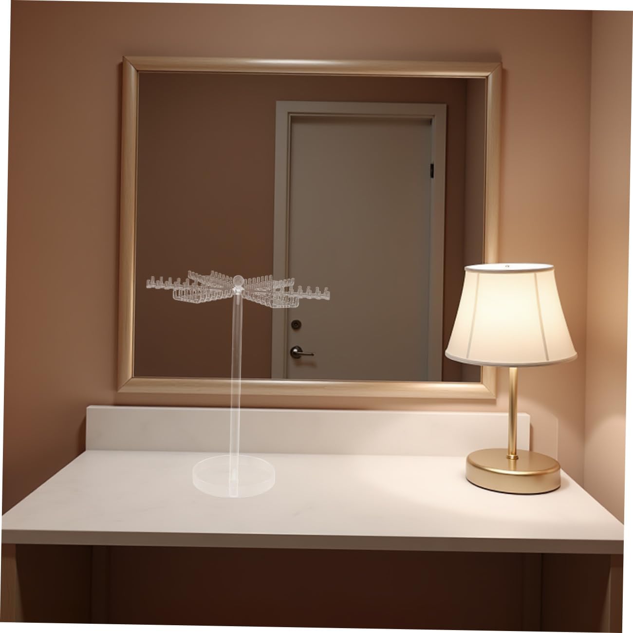 Hohopeti Drehbarer Schmuckständer aus Transparentem Acryl 29,5X26,9X13cm Halsketten und Armbandhalter mit 360°-Display für Damen Schmuckorganizer für Schreibtisch und Kommode
