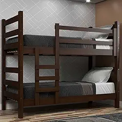 Beliche Madeira Maciça - vira 2 Camas - para Colchão 78/88 x 188cm Dubai Multimóveis Cr4137 Imbuia