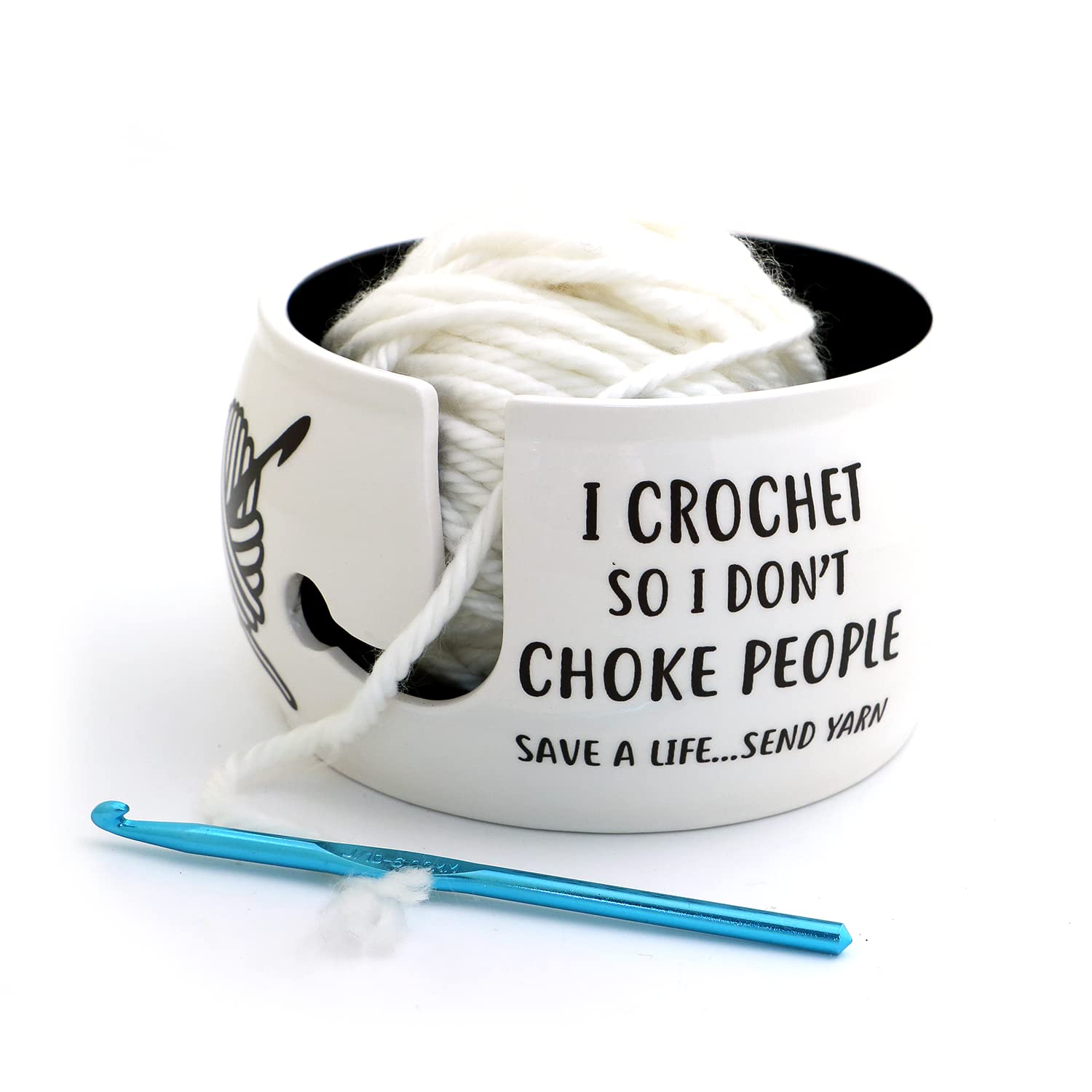 I Crochet So I Don't Choke People Yarn Bowl LennyMud by Lorrie Veasey