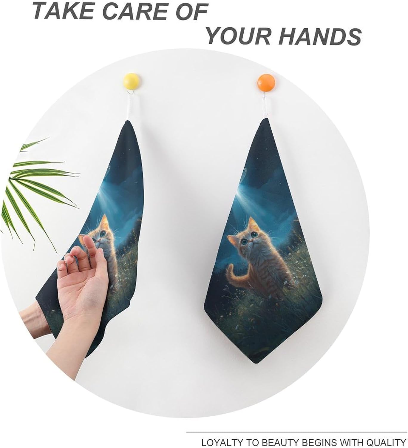 Funny Cat Towel Hand Towels Decorative Towel for Bathroom Kitchen Shower Gym 4PCS