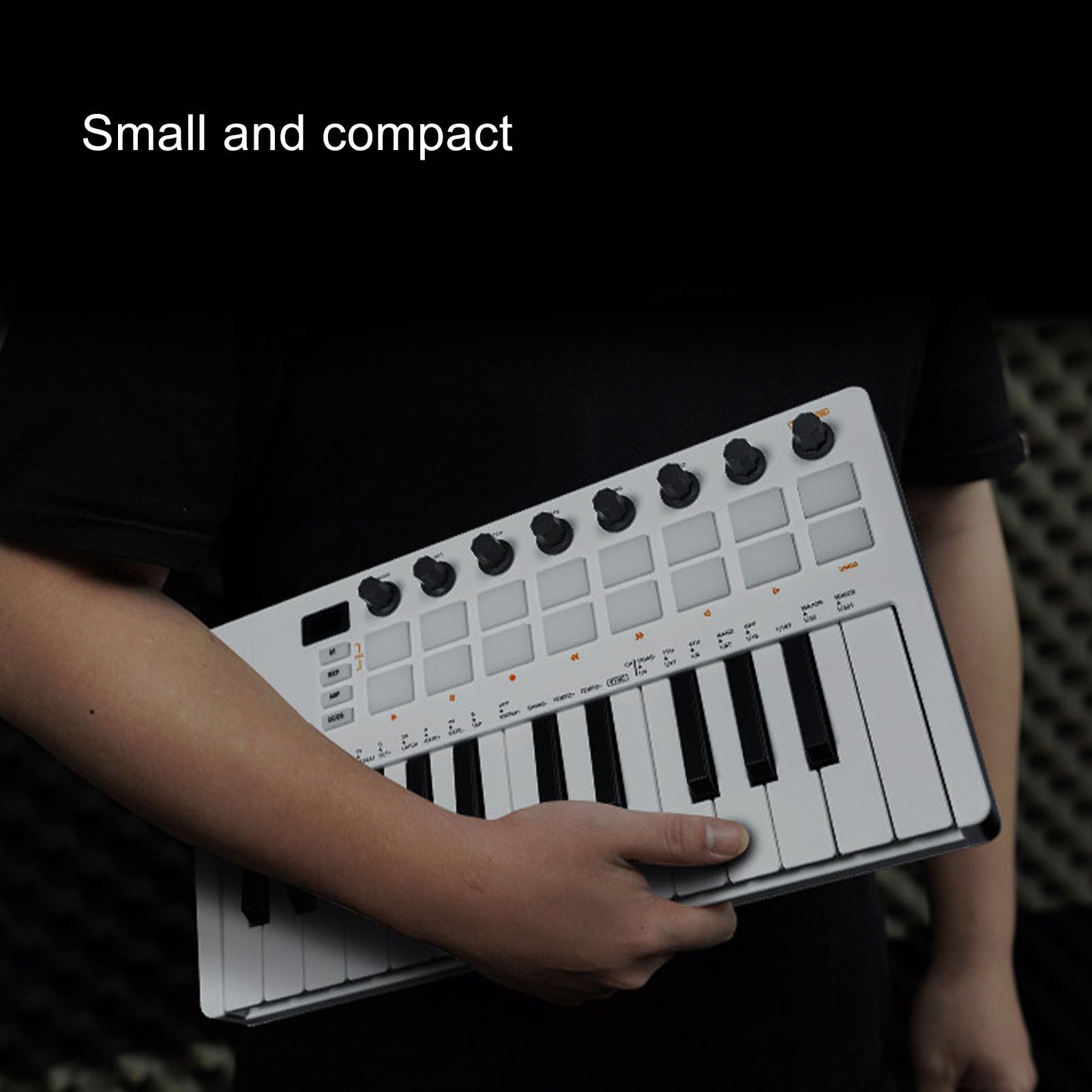 Wireles MIDI-Keyboard-Controller 25 Tasten, Studio-Produzent, Beat Maker für Musikstudio, Kompakt, USB-betrieben, Kompatibel mit Windows, OS X, IOS, Android