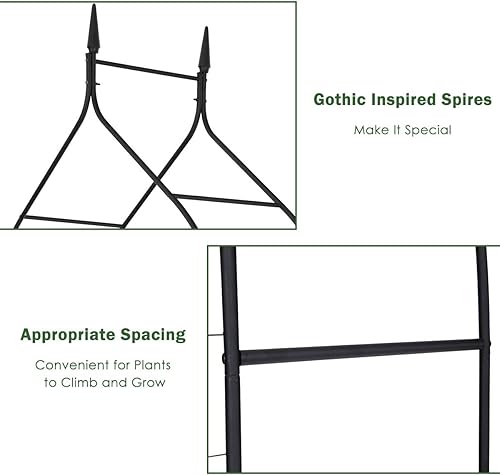 Miniatura 7 de Giantex Arco de boda de metal para jardín, 8.4 pies de alto x 4.6 pies de ancho, pérgola para plantas trepadoras, rosas y vides, interior y