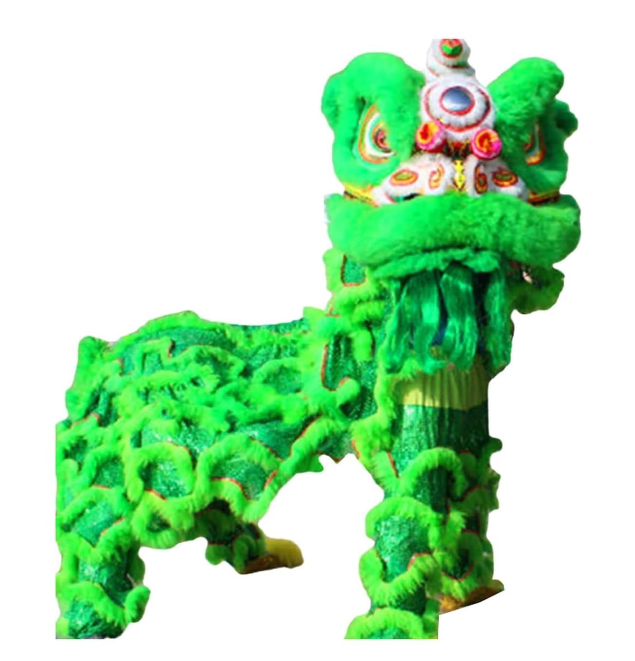 Krxsobnv Green Lion Dance Clothes, Traditional Art Festival Celebrate Lion Dance Mascot Performance Dragon