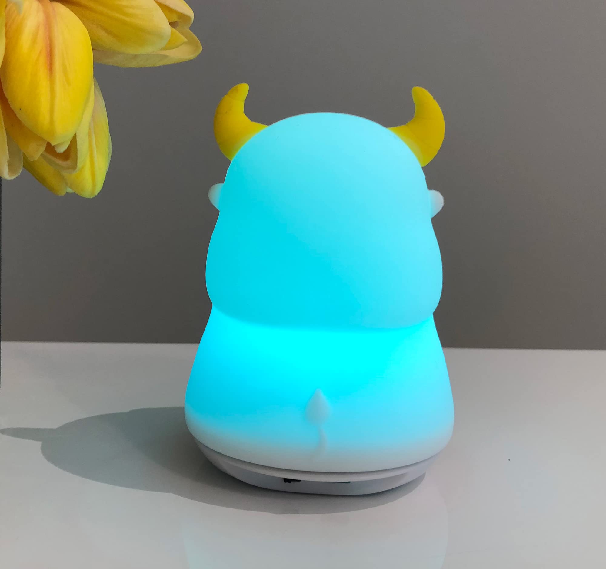 Linda lámpara nocturna para niños, luz nocturna para dormitorio de niños, bebé, batería de silicona portátil, luz nocturna LED para guardería (vaca)