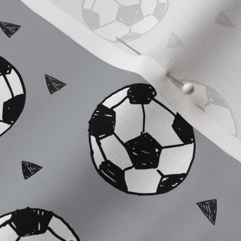 Spoonflower Fabric - Soccer Gray Football Boys Sports Sport Triangles Printed on Petal Signature Cotton Fabric Fat Quarter - Sewing Quilting Apparel Crafts Decor