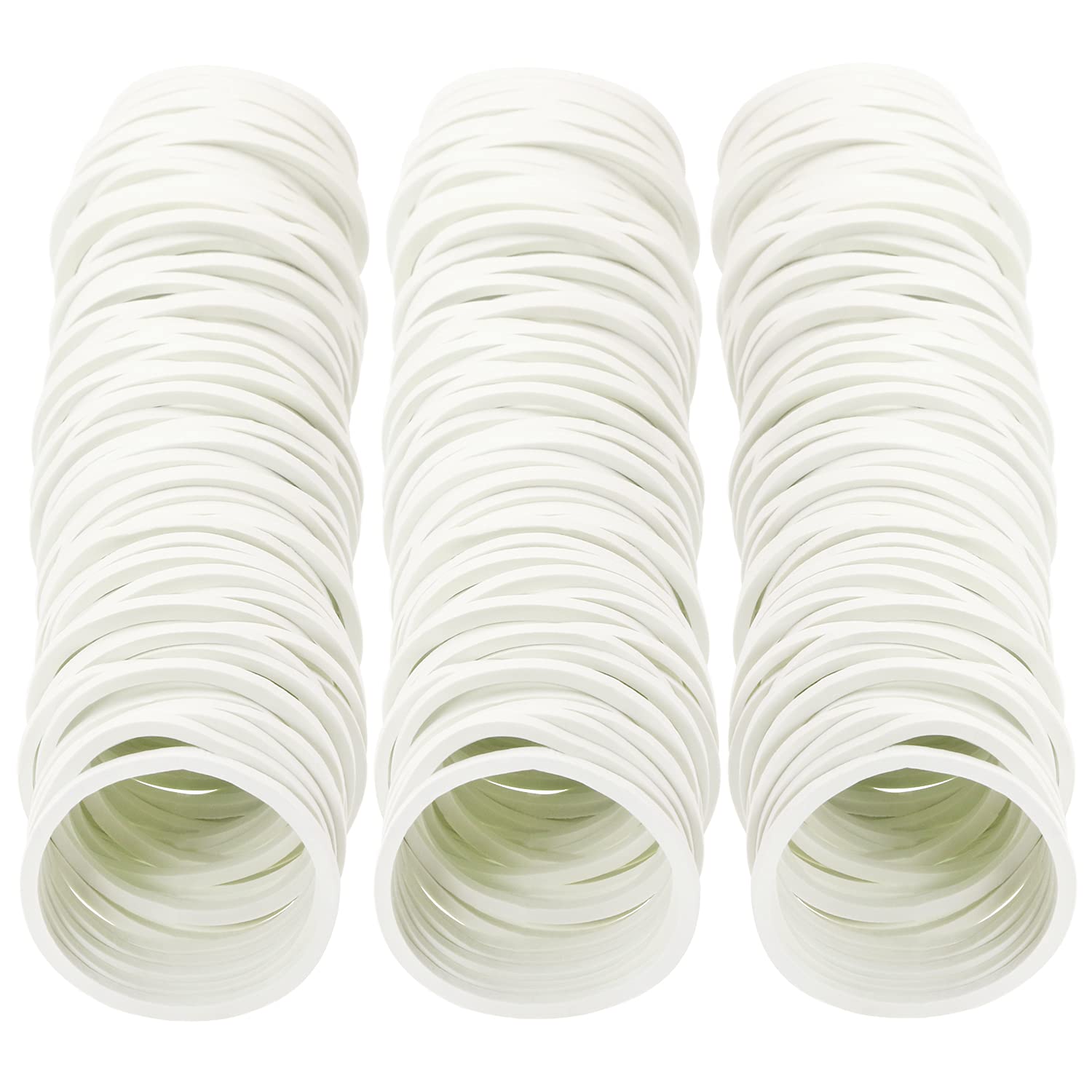 ONLYKXY 300pcs White Natural Rubber Bands,Soft Elastic Bands Hair Ties for Hair Braids Hair Rubber Ring (25mm)