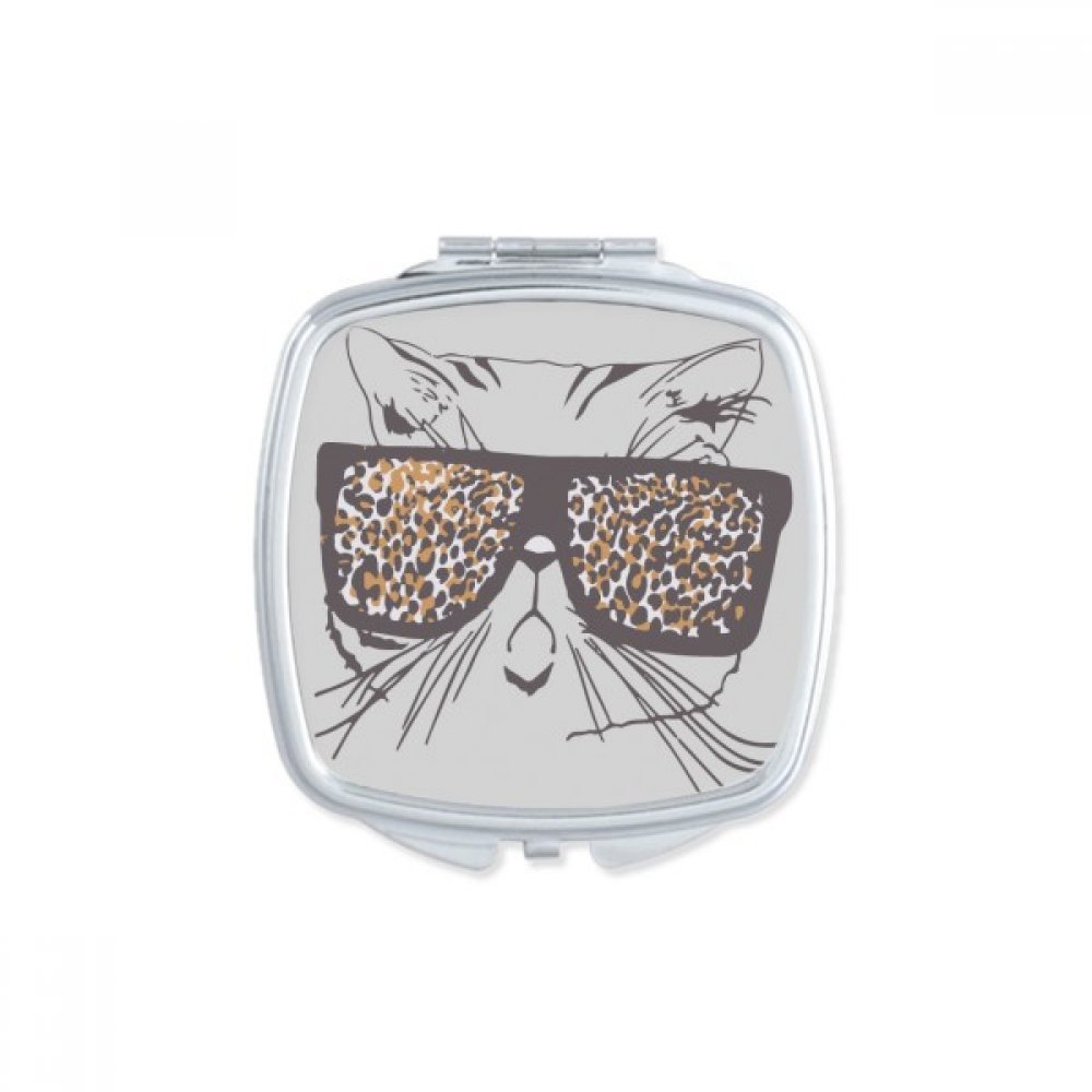 Miroir de poche léopard chat pour retouches maquillage nomades