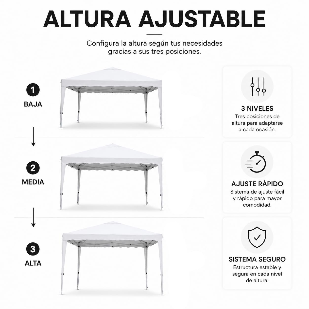 Carpa Plegable Impermeable con Bolsa de Transporte, Cenador Pop Up para Jardín, Playa, Mercadillos y Eventos, Montaje Rápido sin Herramientas Blanco
