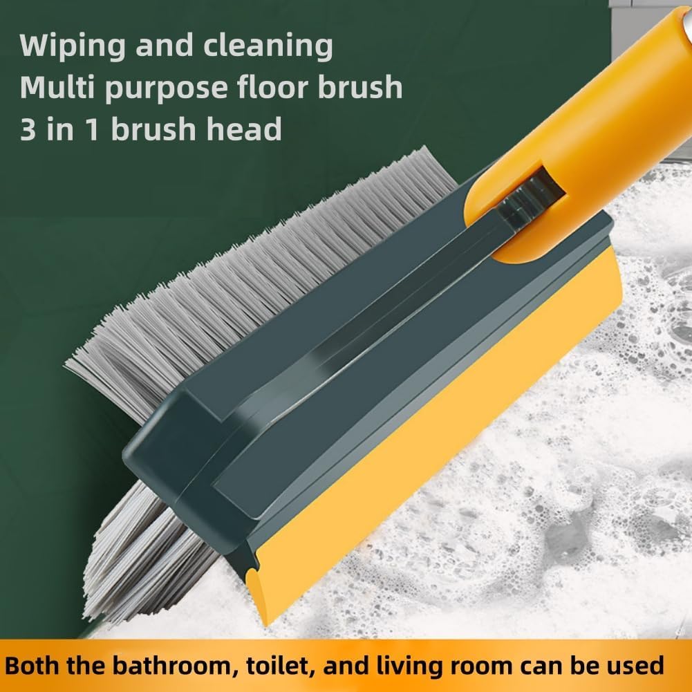 PN ONLINE ZONE Bathroom Cleaning Brush with Wiper Upgraded 3 in 1 Toilet Brush Bathroom Brush with Long Handle 180° Rotate Bathroom Floor Cleaning Brush Bathroom Cleaning Accessories 1